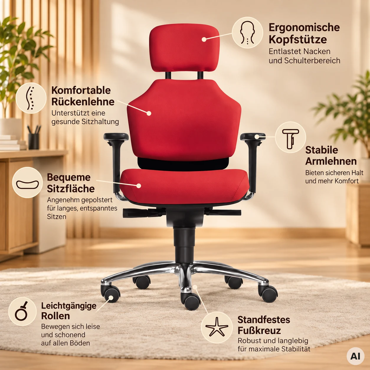 Earth M - Feng Shui Bürostuhl mit optimaler Beweglichkeit